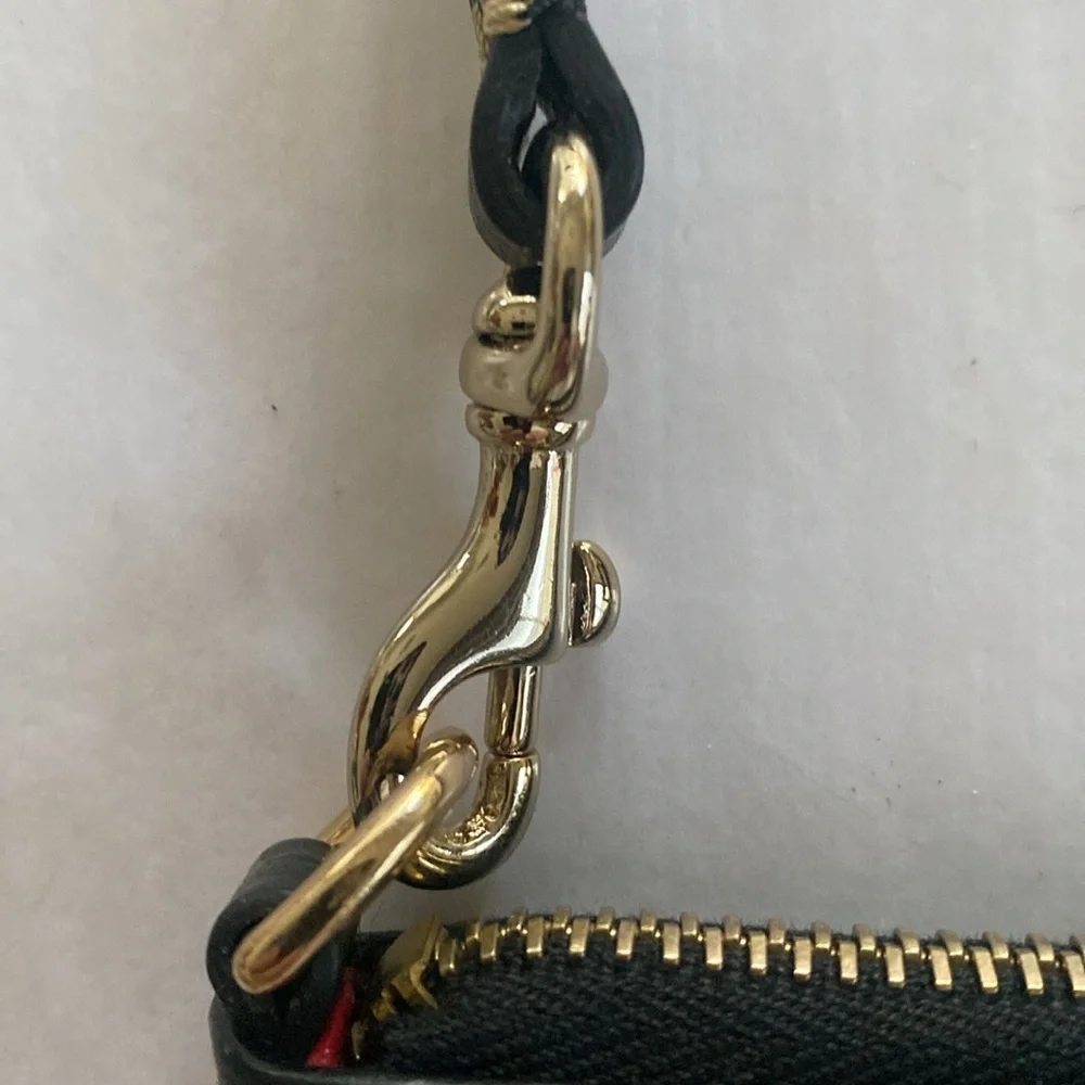 Dooney & Bourke Black Leather Wristlet with Red Interior NWOT